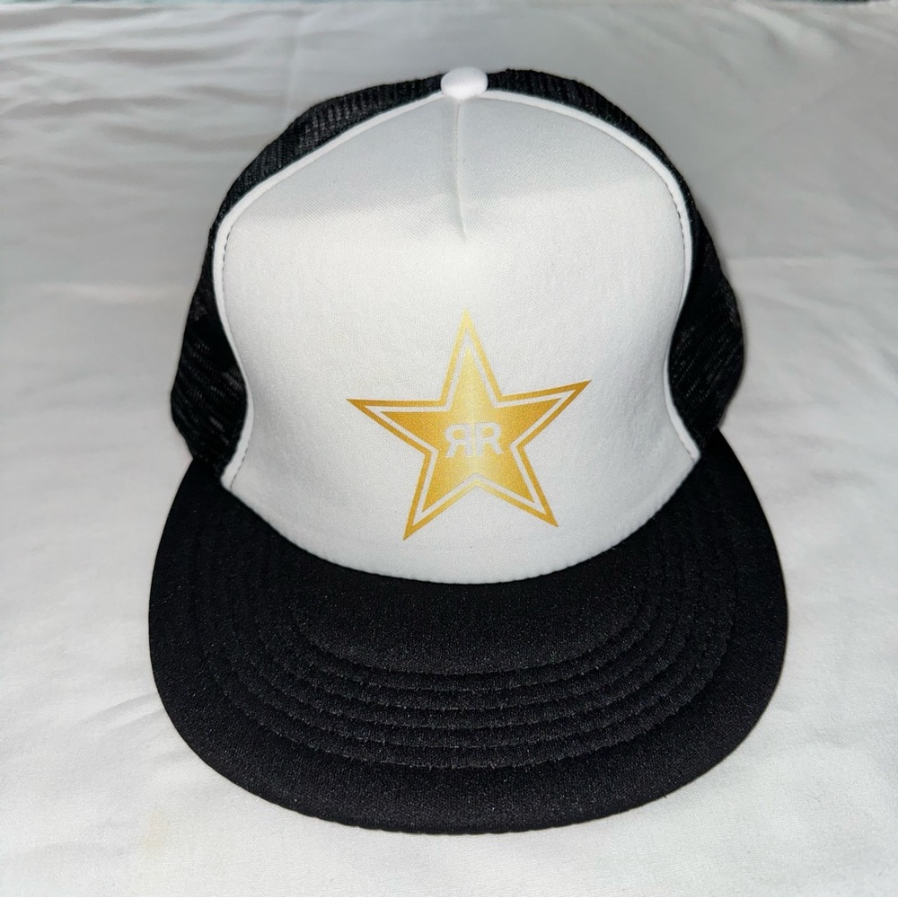 Rockstar Energy Snap Back Trucker Hat Black and White OS